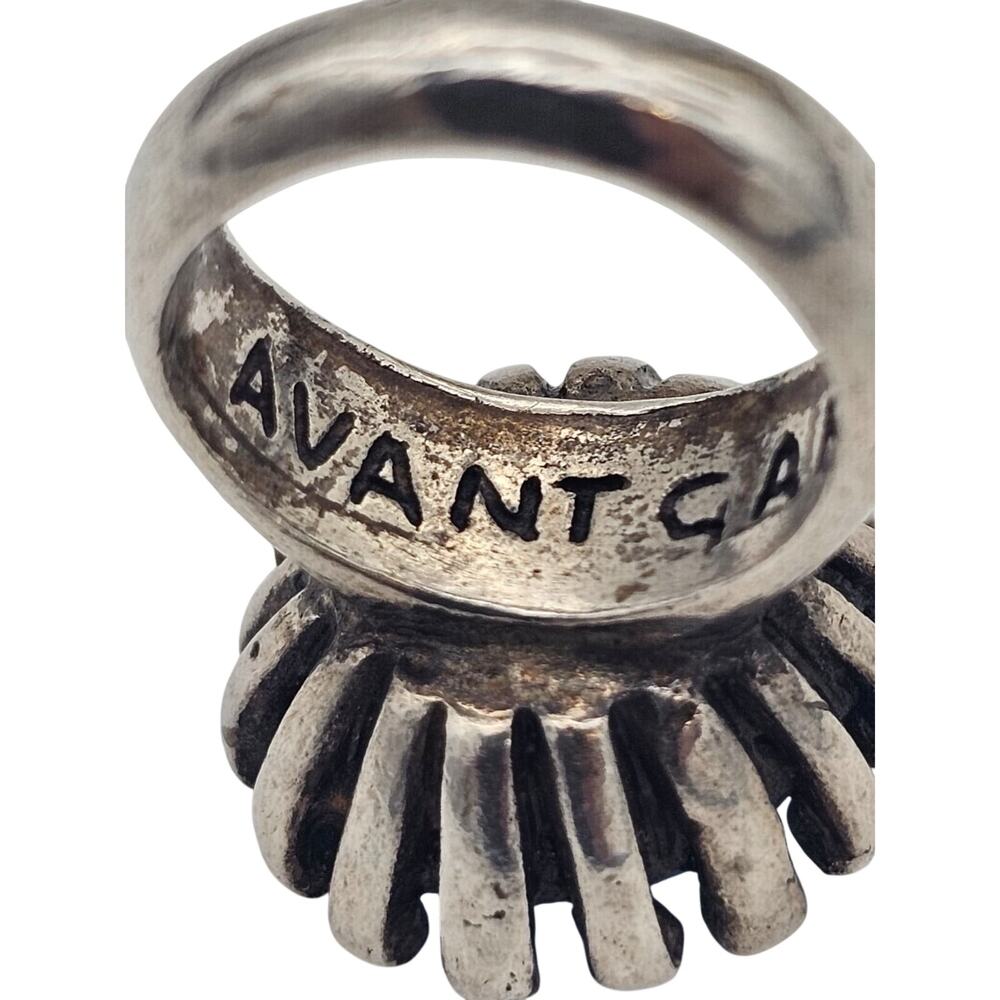 Vtg Avant Garde Sterling Silver Blue Stone Cocktail Ring Size 5.5 Signed - Picture 4 of 8